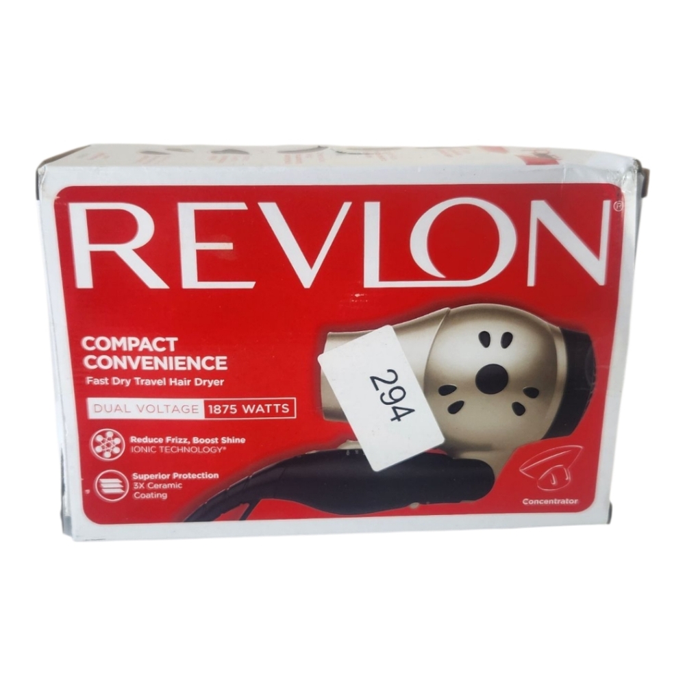 REVLON 1875W Compact Folding Handle Travel Hair Dryer Gold/Black New with FLAWS